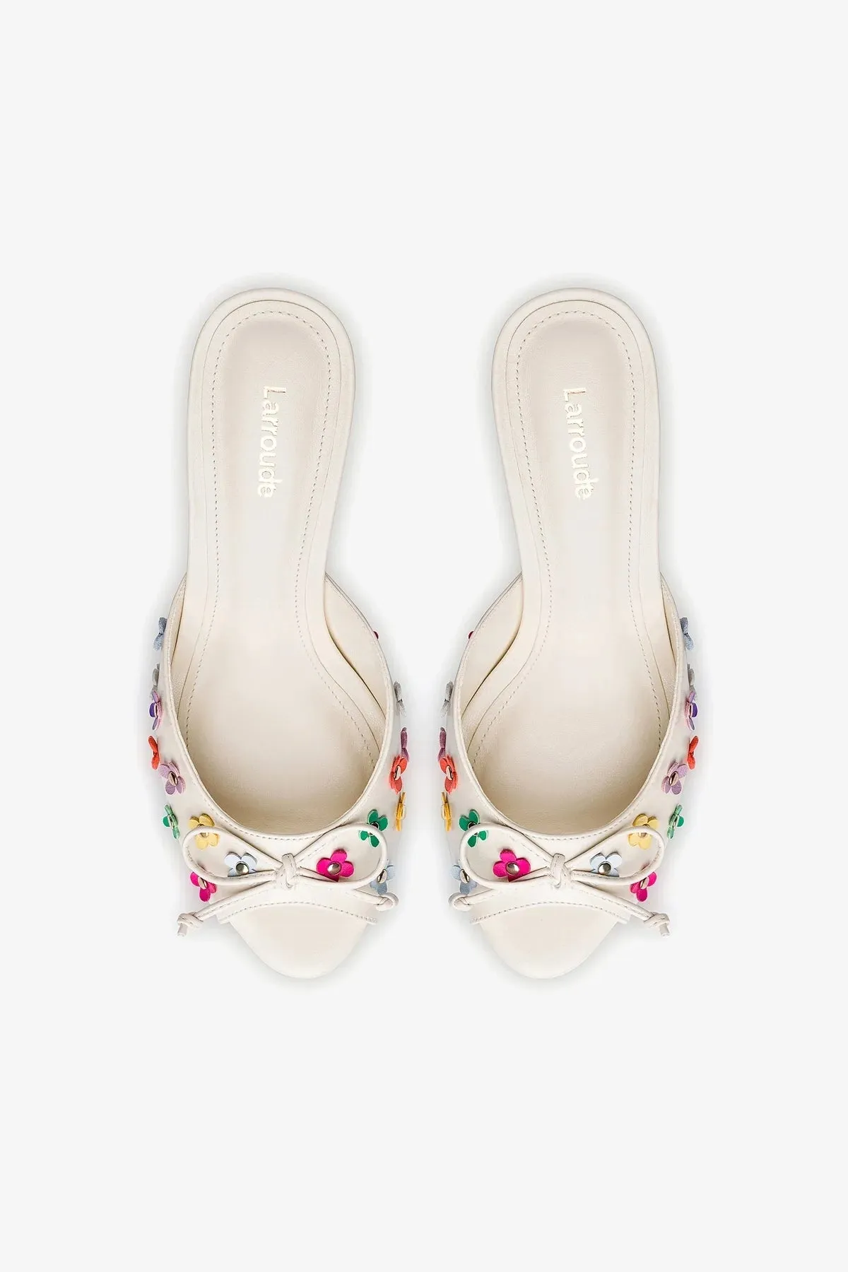 Jasmine Mule In Ivory and Multicolor Leather